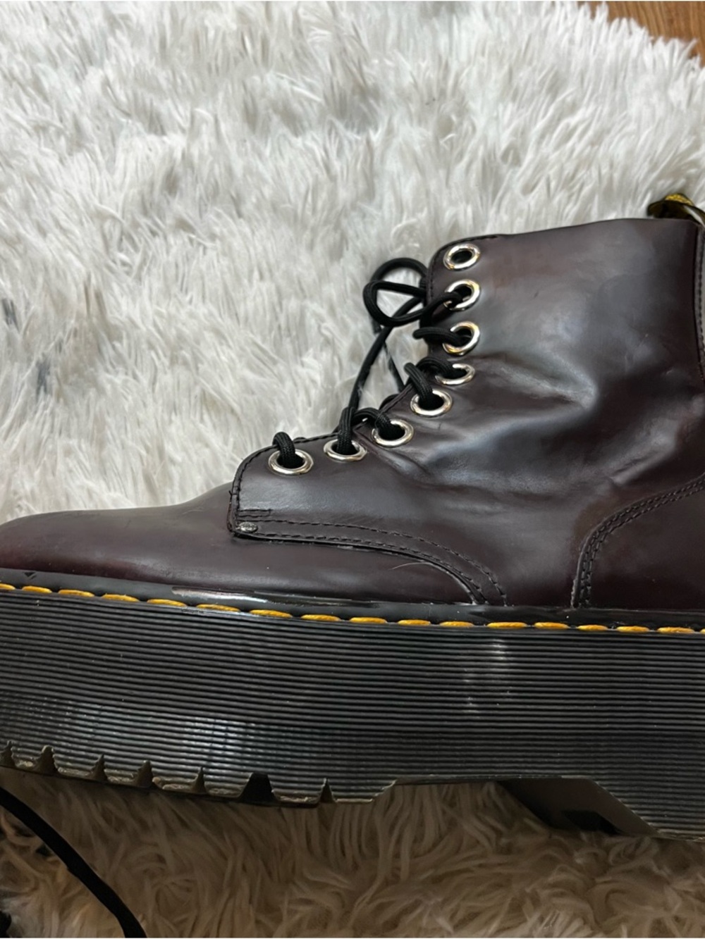 Dr. Marten Jadon Max Leather Platform Boots in Oxblood Atlas - Picture 7 of 15
